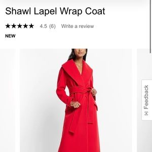 Express WOMENS S RED SHAWL LAPEL WRAP COAT